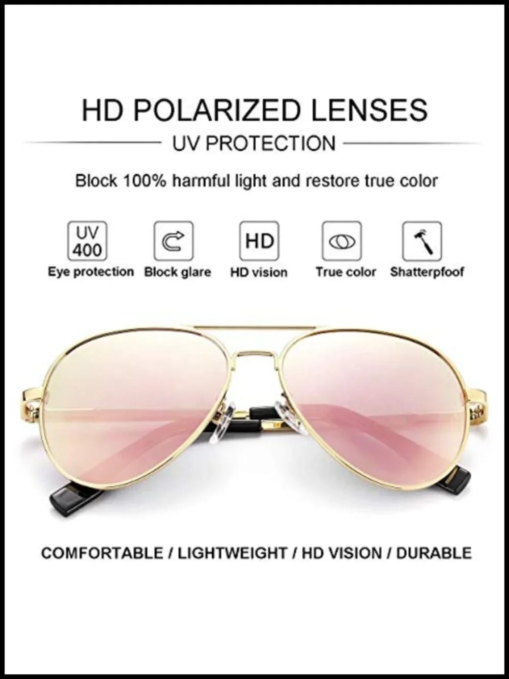 Small Aviator Sunglasses 52mm Polarized UV Protection for Thin Faces